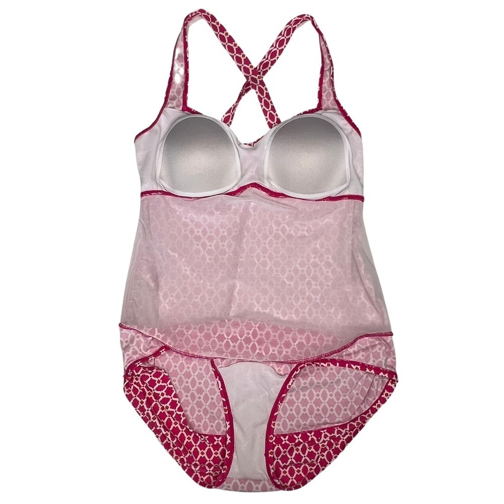 Oh Baby by Motherhood Swim Bathing Suit Geometric Print Pink White Medium M - Picture 10 of 14